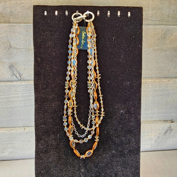 Cookie Lee Bronze and Silver Multi-Strand Necklace #89775 NWT - Picture 1 of 7